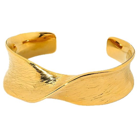 Simple Series Daily Geometric Stainless Steel Gold Color Women's Bangles h5Picture5