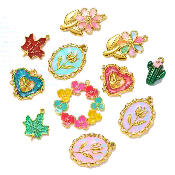 1 Piece Classic Series DIY Flower Stainless Steel Gold Color Women's Pendants