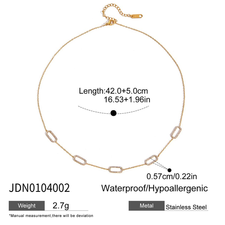 1 collar de cadena de acero inoxidable dorado con diseño geométrico informal para mujer Imagen2