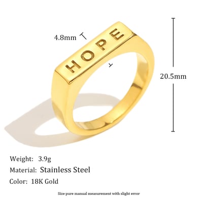 Bague simple pour femme, 1 pièce, couleur or, lettre h5 Image3