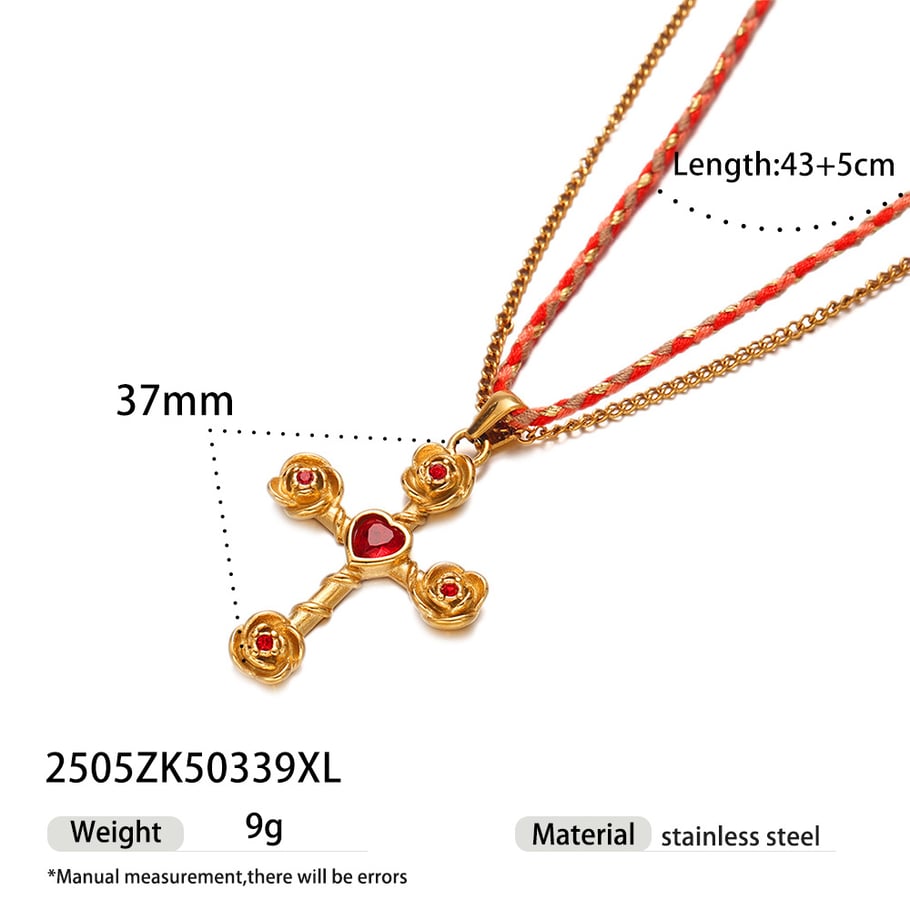 1 pezzo di collana con ciondolo a forma di croce retrò in acciaio inossidabile color oro 