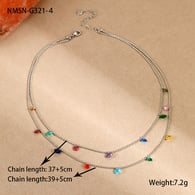 NMSN-G321-4 Doppelhalskette mit Diamanten in Stahlfarbe Bild15