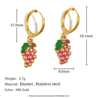 1 paire de boucles d&#39;oreilles pendantes couleur or aux fruits frais et vifs h5 