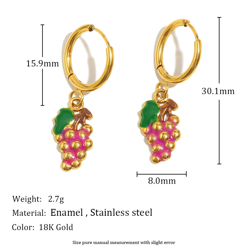 1 paire de boucles d&#39;oreilles pendantes couleur or aux fruits frais et vifs 