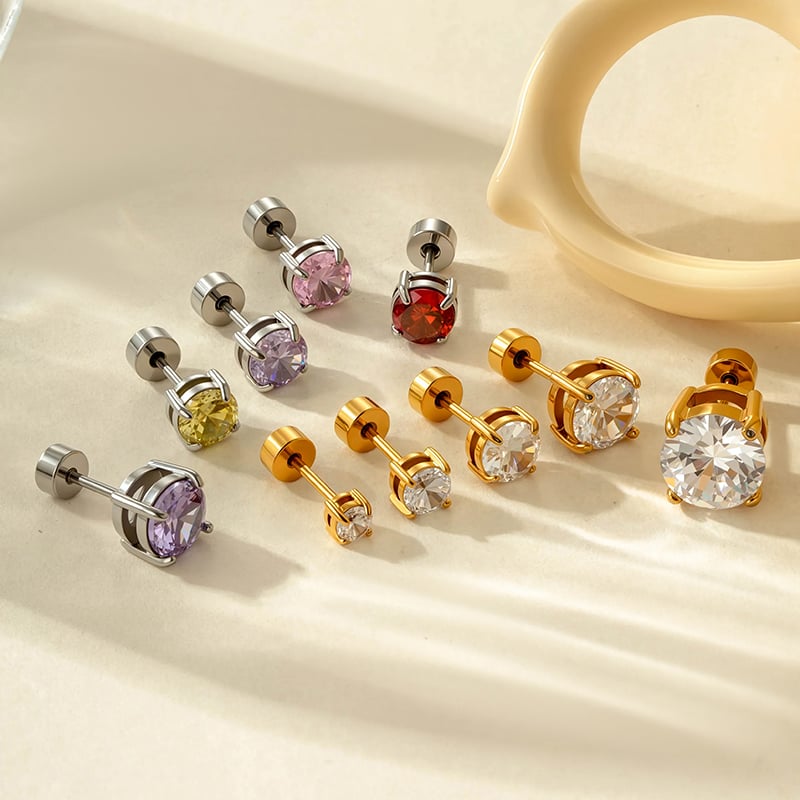 1 Piece Daily Annular Stainless Steel Gold Color Zircon Women's Piercings Earrings Picture4
