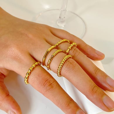 1 anello minimalista in acciaio inossidabile color oro h5 Immagine2