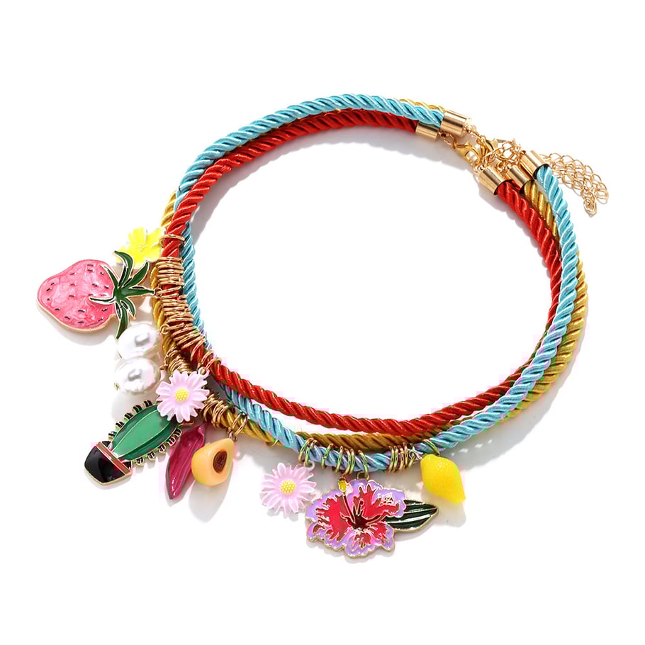 1 set di collane a strati con corda di frutta dolce Immagine2