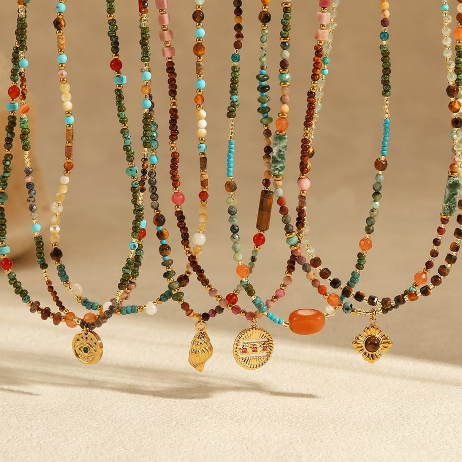 Classic Series Daily Geometric Stainless Steel Women's Beaded Necklaces h5Picture2