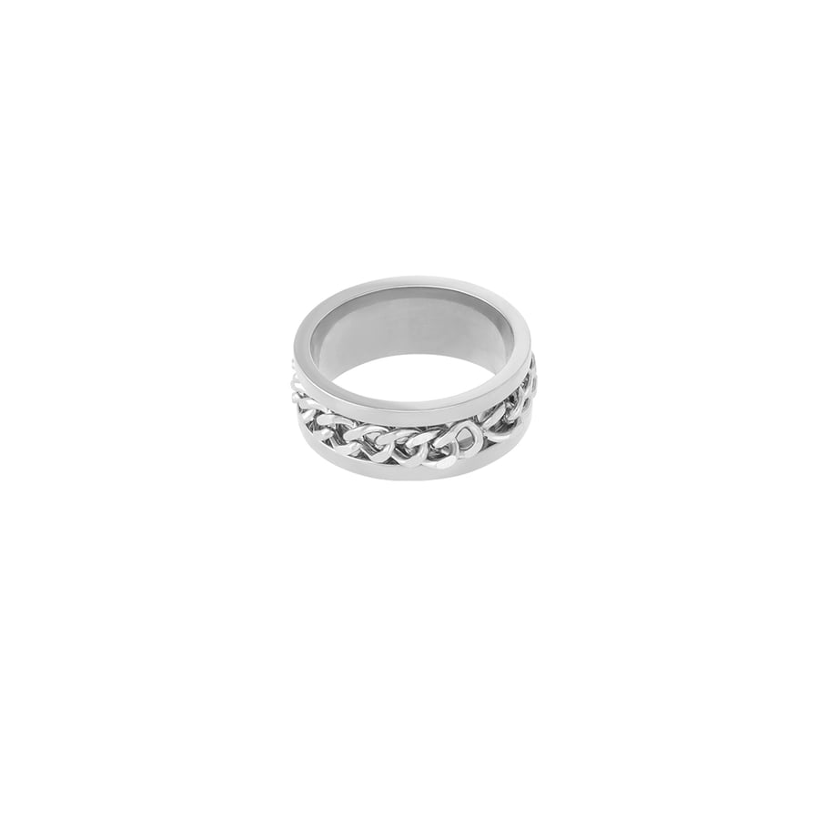 Bague de déclaration géométrique classique en acier inoxydable couleur or, série luxueuse, 1 pièce 