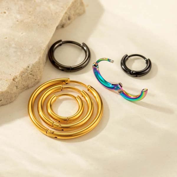 1 Piece Classic Circle Stainless Steel Gold Color Women's Hoop Earrings Picture4
