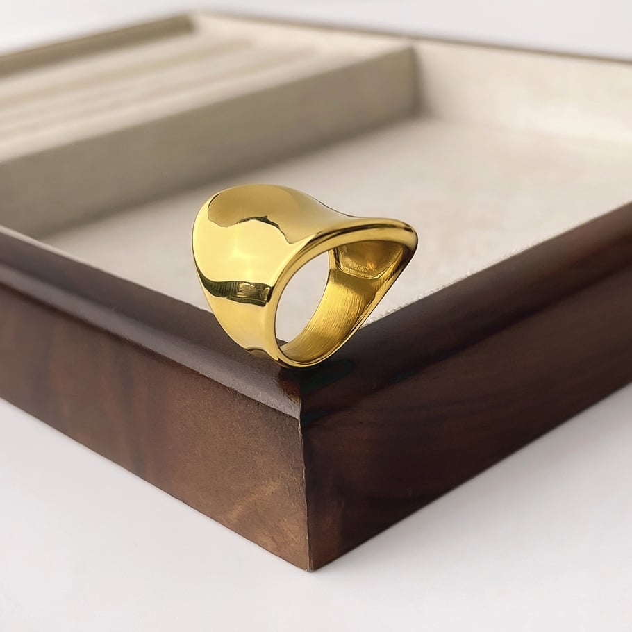 1 Piece Simple Stainless Steel Gold Color Statement Ring Picture3