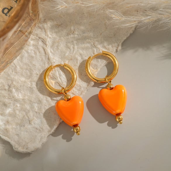 1 par de pendientes colgantes de corazón dulce 2