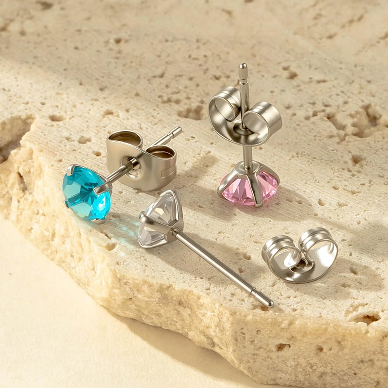 1 Piece Simple Stainless Steel Gold Color Zircon Piercings Earring Picture3