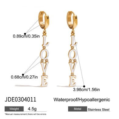 1 Paar romantische Serie Sweet LOVE Letter Edelstahl Gold Farbe Damen Tropfen Ohrringe h5 Bild2