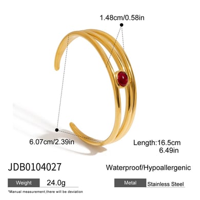 Bracelet classique en acier inoxydable couleur or pour femme, 1 pièce h5 Image2