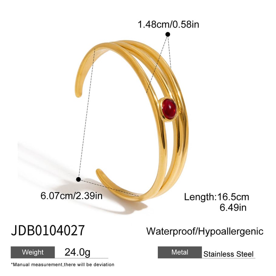 Bracelet classique en acier inoxydable couleur or pour femme, 1 pièce Image2