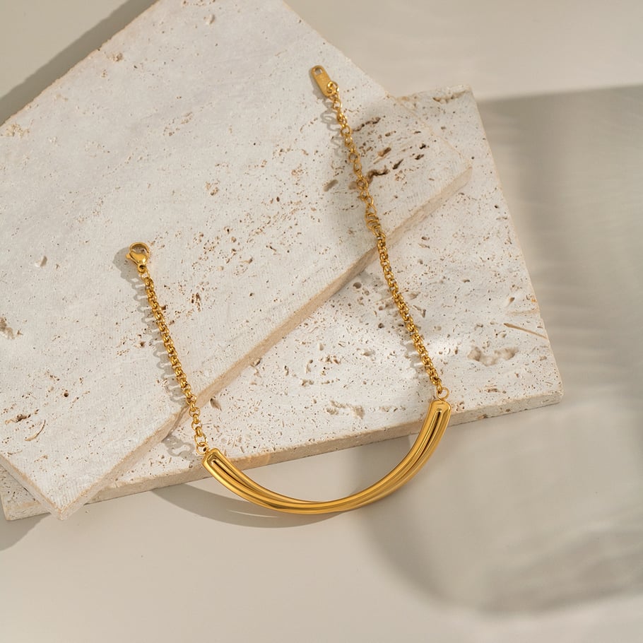 Braccialetti con ciondoli geometrici in acciaio inossidabile color oro, 1 pezzo Immagine3