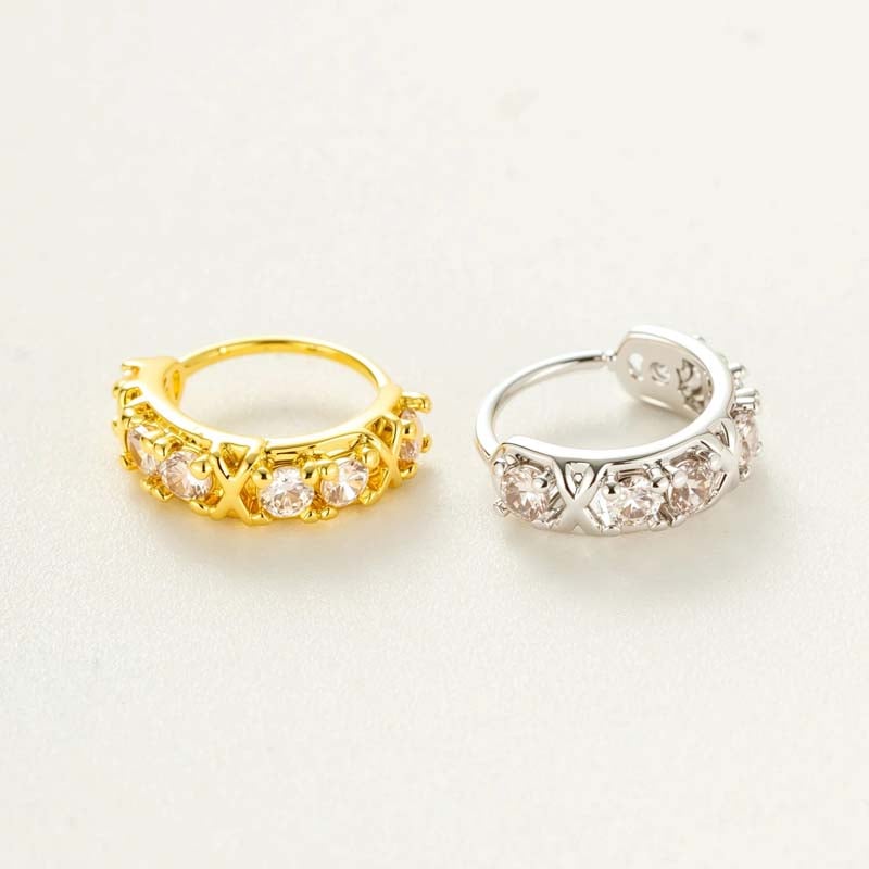 1 pièce de piercing de nez géométrique en cuivre doré et zircon pour femme Image3