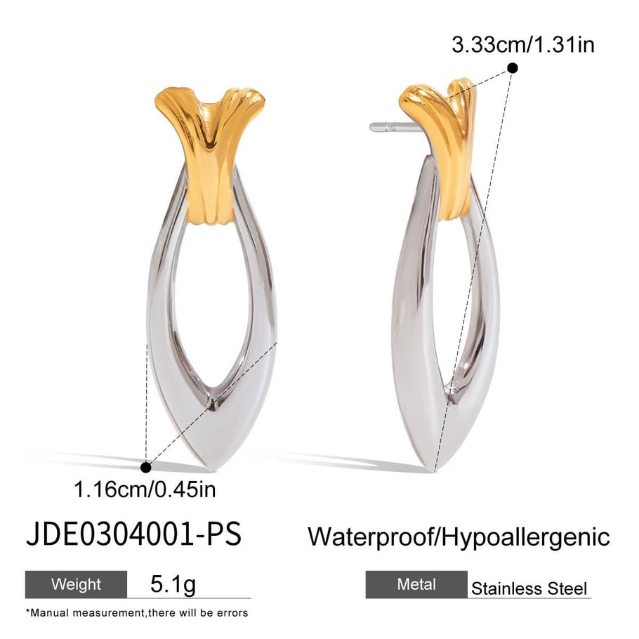 1 Paar Persönlichkeit Fisch Edelstahl Gold Farbe Damen Ohrstecker Bild2