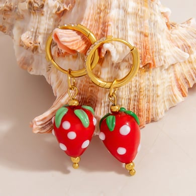 Pendientes de mujer hechos a mano con forma de fruta de la serie romántica h5 Imagen3