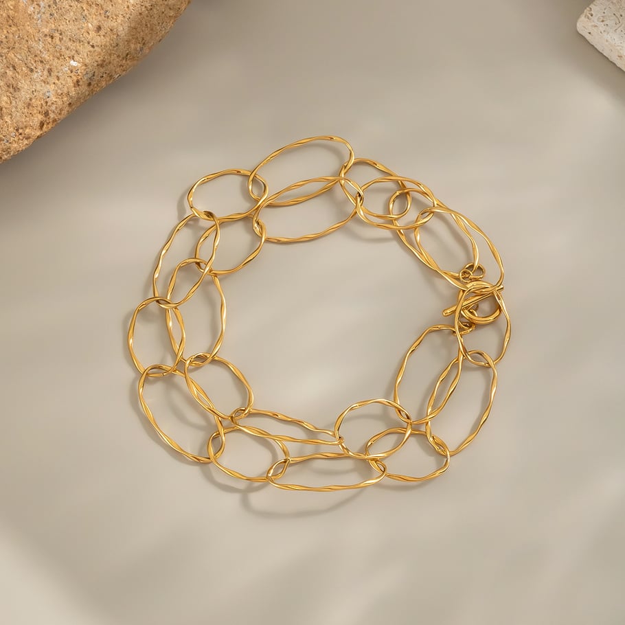 1 collar de cadena de acero inoxidable color dorado Imagen3