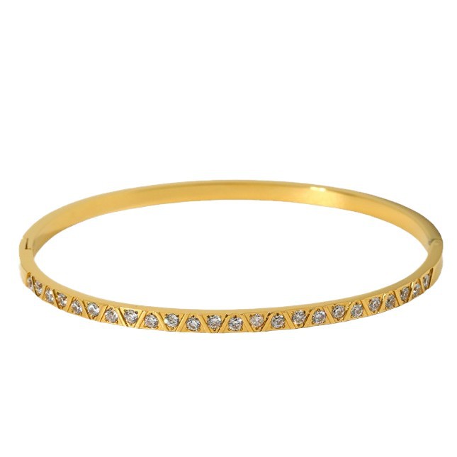 Bracelets pour femme en acier inoxydable couleur or, série Simple, motif géométrique classique Image5