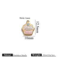 Kleiner, doppelseitiger Anhänger aus goldenem Öltropfen - Kuchenweiß + Rosa Bild75