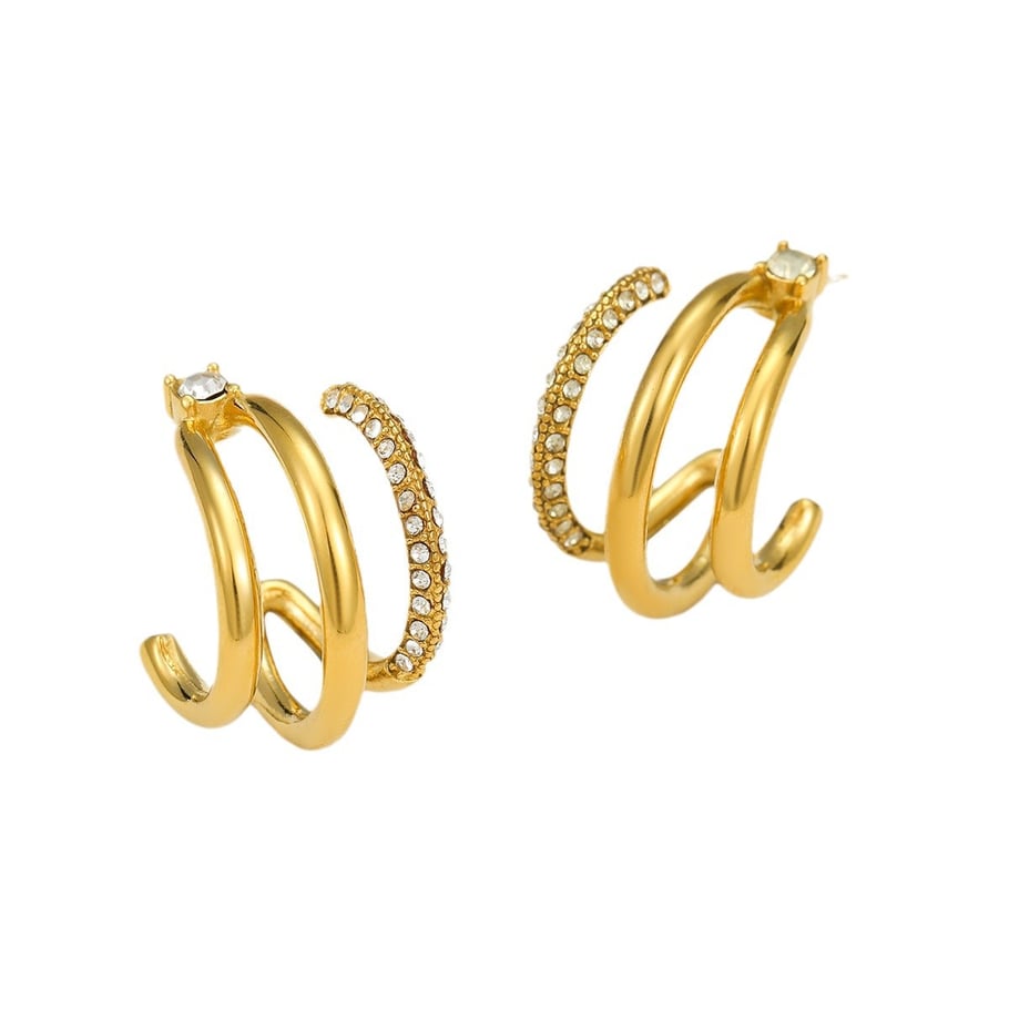 Casual Geometric Stainless Steel Gold Color Women's Stud Earrings h5Picture5