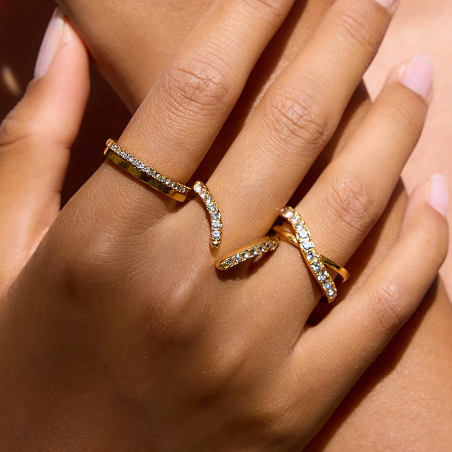 1 Piece Luxurious Geometric Stainless Steel Gold Color Women's Gemstone Rings Picture7