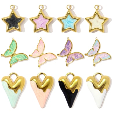 1 pieza DIY Estrella Acero Inoxidable Color Dorado Colgantes para Mujer h5 Imagen4