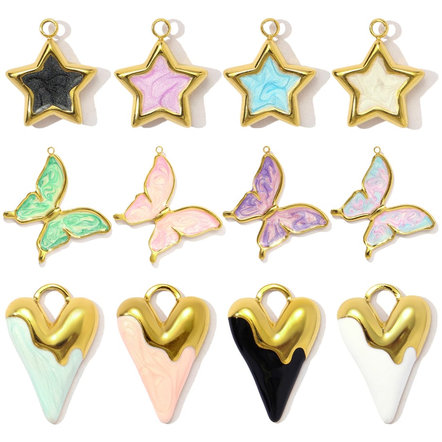1 pieza DIY Estrella Acero Inoxidable Color Dorado Colgantes para Mujer Imagen4