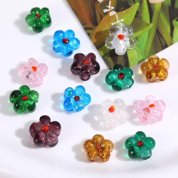 1 stuk eenvoudige serie zoete bloemen glazen sieraden kralen