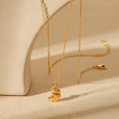 Collares colgantes de acero inoxidable color dorado con diseño de flores dulces para mujer h5 Imagen4