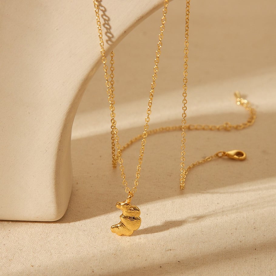 Collares colgantes de acero inoxidable color dorado con diseño de flores dulces para mujer Imagen4