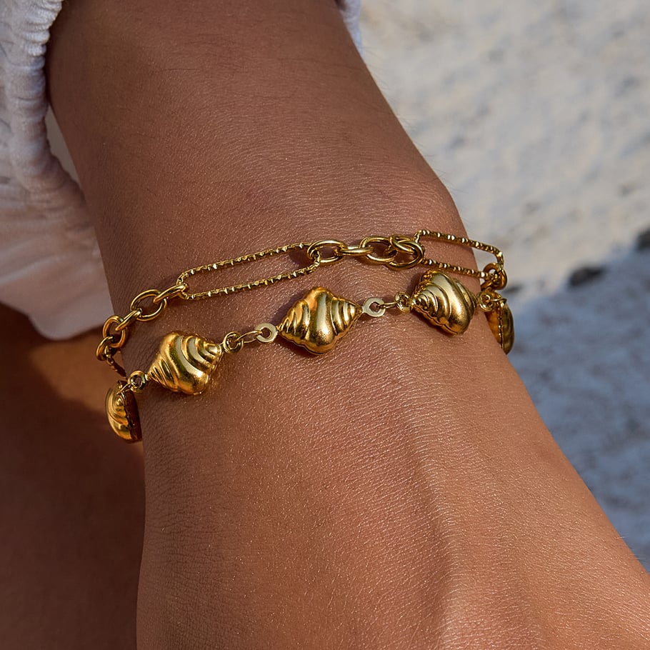 1 Piece Simple CroissantStainless Steel Gold Color Women's Charm Bracelets Picture6