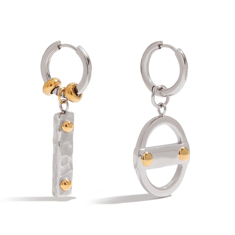 1 par de pendientes colgantes geométricos punk de acero inoxidable color dorado para mujer 