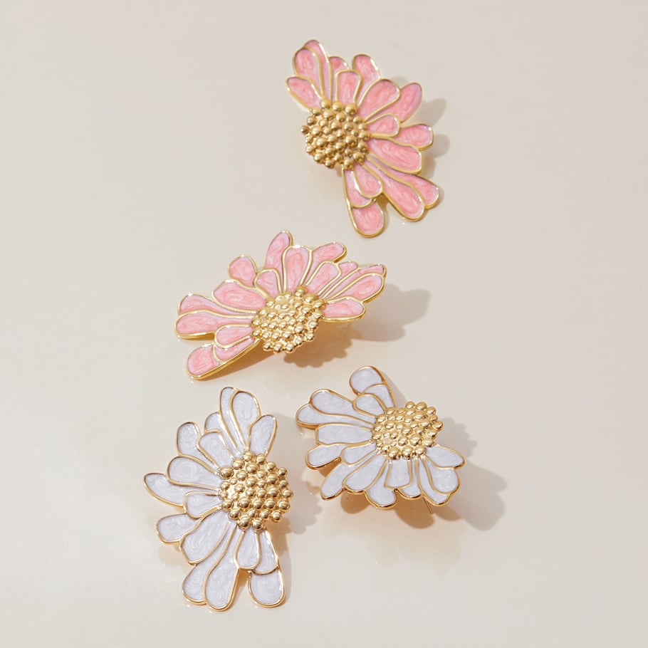 1 Paar bunte Serie süße Blume Edelstahl Gold Farbe Damen Ohrstecker Bild8