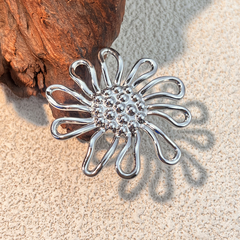 Bague de déclaration en acier inoxydable couleur or avec fleur, 1 pièce 