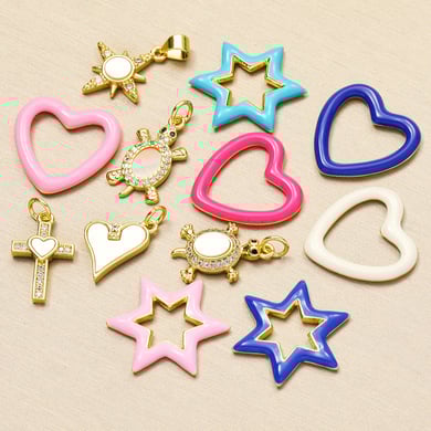 1 pieza DIY Corazón de acero inoxidable color dorado Colgantes para mujer h5 Imagen5