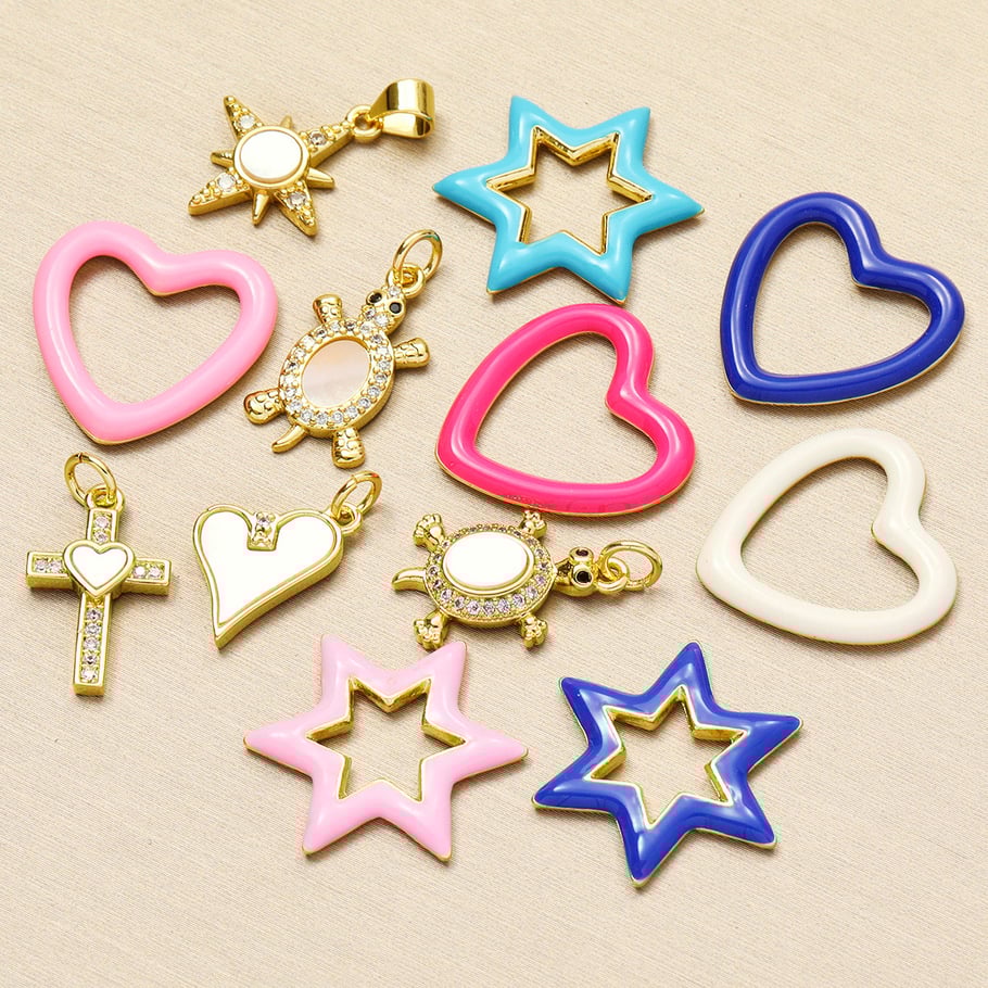 1 pieza DIY Corazón de acero inoxidable color dorado Colgantes para mujer Imagen5