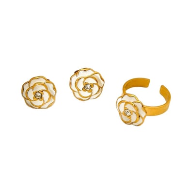 Luxurious  Elegant Flower Stainless Steel   Gold Color  Rings Display Set h5 Picture5