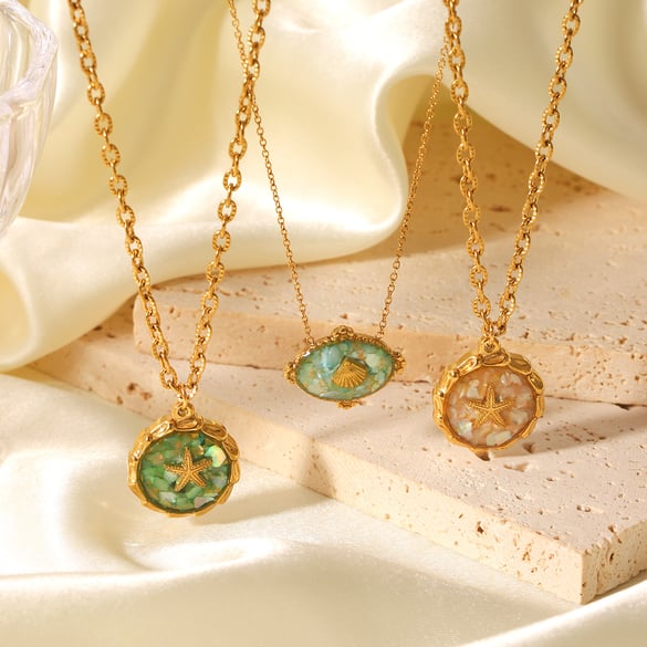 Vacation Turtle Stainless Steel  Gold Color Shell Women's Pendant Necklaces 2
