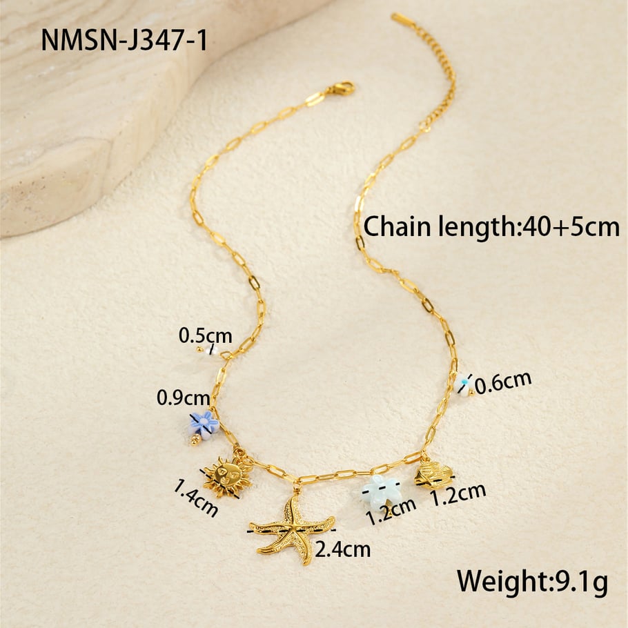 Romantische geometrische Edelstahl Gold Farbe Damen Anhänger Halsketten