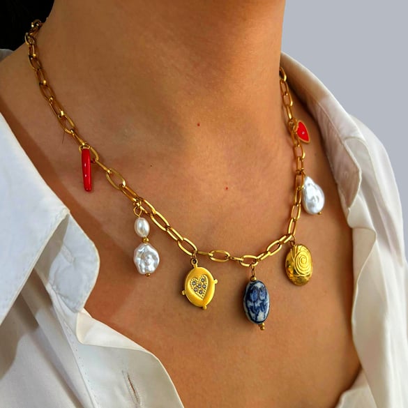 1 Piece Stainless Steel Gold Color Pendant Necklace