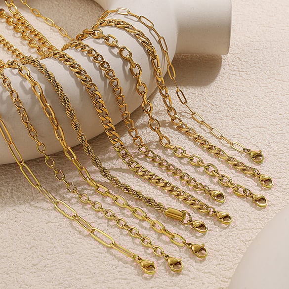 1 Piece Stainless Steel Gold Color Chain Necklace