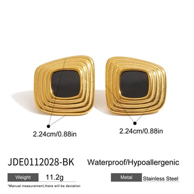 1 Paar elegante rechteckige Ohrstecker aus Edelstahl in Goldfarbe für Damen der Classic-Serie h5 