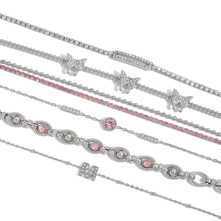 Bracelet chaîne en acier inoxydable pour femme, série luxueuse, motif lettres mignonnes Image7