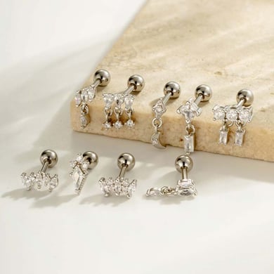 Boucles d&#39;oreilles pendantes pour femme, 1 pièce, motif géométrique brillant, couleur cuivre or et zircone h5 Image6