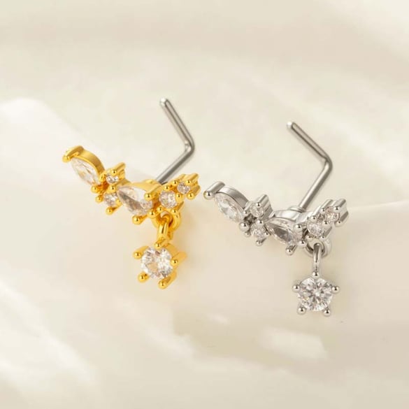 1 Piece Geometric Copper Gold Color Zircon Women's Nose Stud