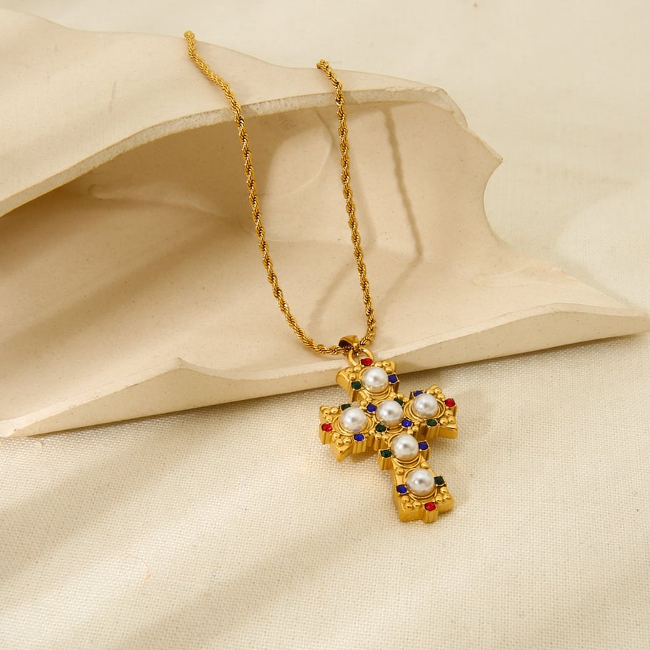 Ethnic Series Ethnic Cross Stainless Steel Unisex Pendant Necklaces h5Picture4